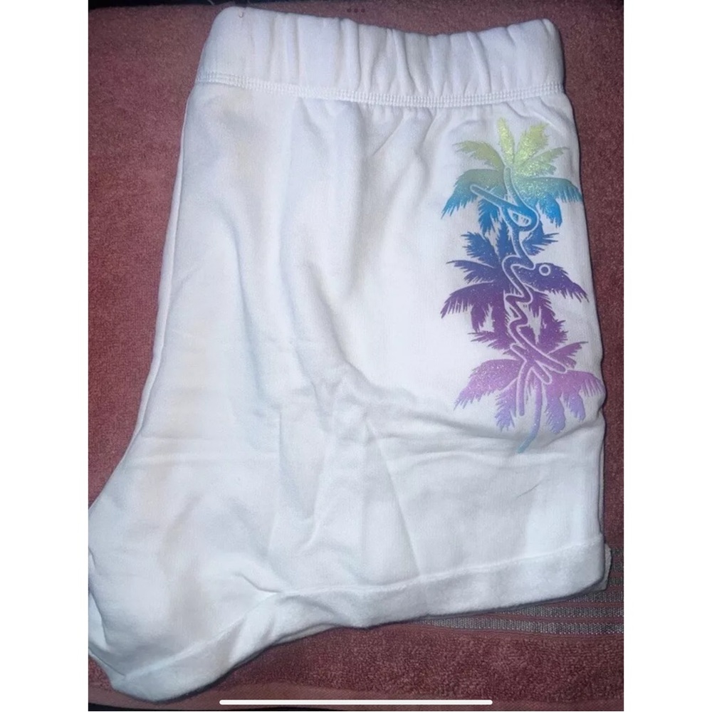 NEW LOT 3 VICTORIAS SECRET PINK BLING PALM TREE HOODIE, SHORTS & TEE SHIRT LARGE - Picture 13 of 16